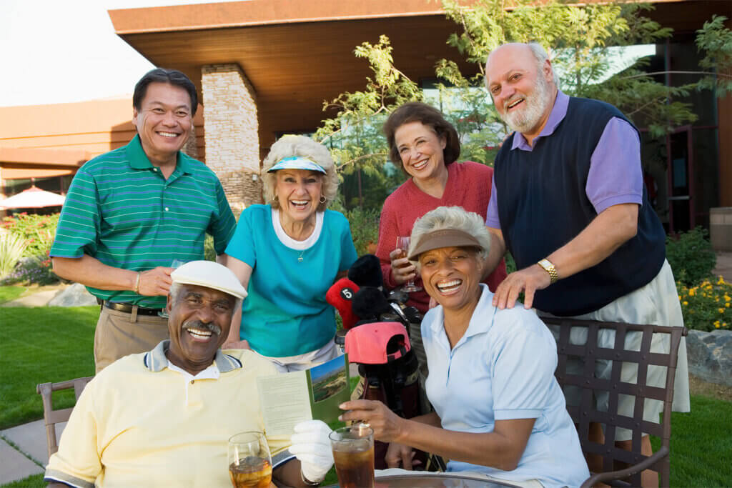 A group of retirement-age golfers