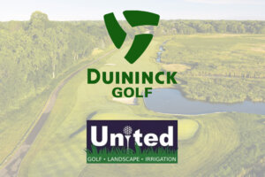 The Duininck Golf and United GLI logos overlaid on an image of Olympic Hills Golf Club in Eden Prairie, Minnesota